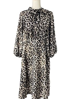 Calvin Klein Black and Cream Animal Print Dress